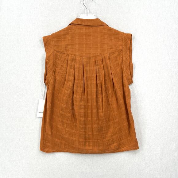 PHAROAH COLLECTION Audrey Band Sleeve Shirt Womens Medium Gossamer Check Cotton - Picture 5 of 14